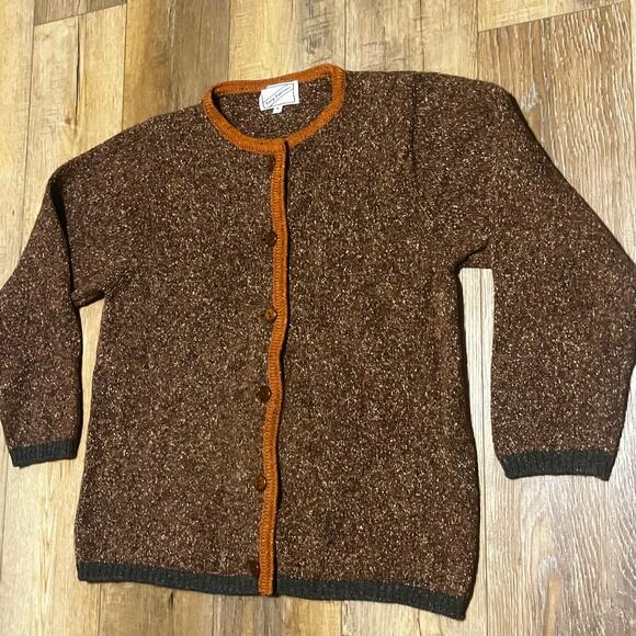 VTG 60s Kerry Traditions Woollen Mills Wool Silk Cardigan Sweater XL Ireland - Picture 3 of 8